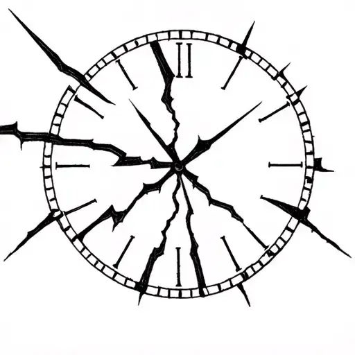 A Simplistic cracked or broken clock dial tattoo design idea