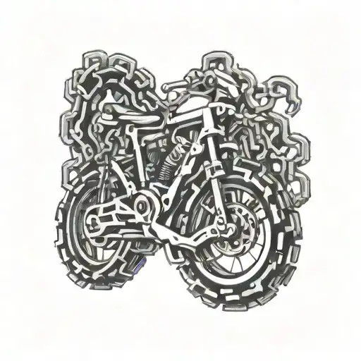 'w23' in bike chain forming the shape tattoo design idea