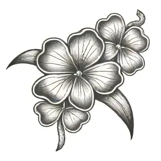 Five leaf clover black tattoo design idea
