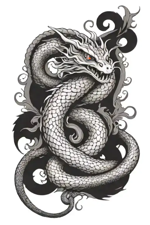 serpent basilisk intertwining tattoo design idea