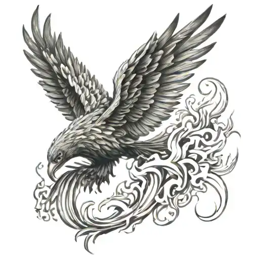 phoenix rising from flames tattoo design idea