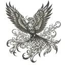 phoenix rising from flames tattoo design idea