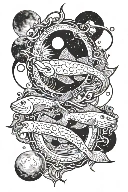 sun moon gemini pisces 14 tattoo design idea