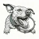 dog with shamrock in its mouth open and tongue, on a drum tattoo design idea