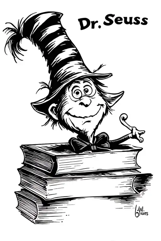 teacher dr Seuss books tattoo design idea