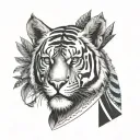 micro realism fine line tattoo tiger Anubis and Egypt  tattoo design idea
