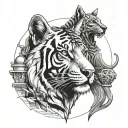 micro realism fine line tattoo tiger Anubis and Egypt  tattoo design idea
