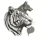 micro realism fine line tattoo tiger Anubis and Egypt  tattoo design idea