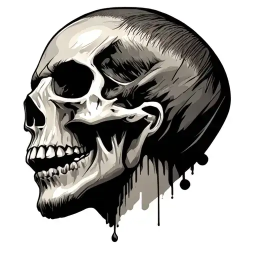 faded skull with head of eminem face portrait tattoo design idea