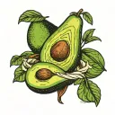 avocado holding tattoo design idea