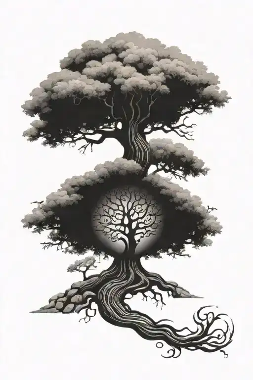 norse yggdrasil tree tattoo design idea