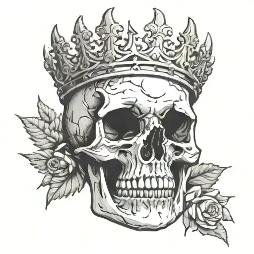 skull with thorn crown hand placement tattoo tattoo design idea