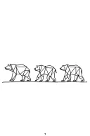 three geometric bears walking in a line. dad, son and daughter tattoo design idea