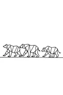 three geometric bears walking in a line. dad, son and daughter tattoo design idea