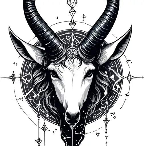 Gothic Capricorn constellation and symbol tattoo design idea