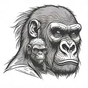 angry gorilla and baby tattoo design idea
