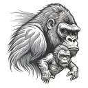 angry gorilla and baby tattoo design idea