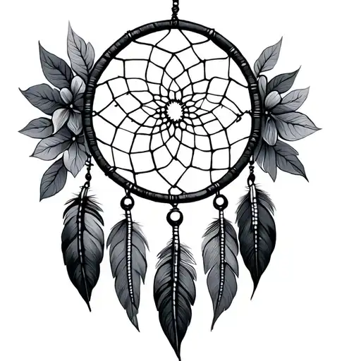 little dream catcher very detailed tattoo design idea