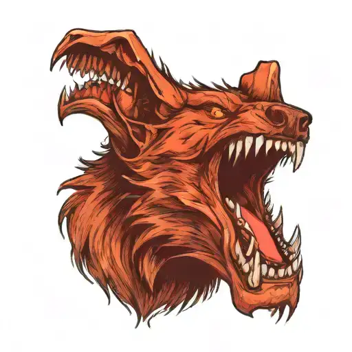 Wolf Bearing fangs tattoo design idea