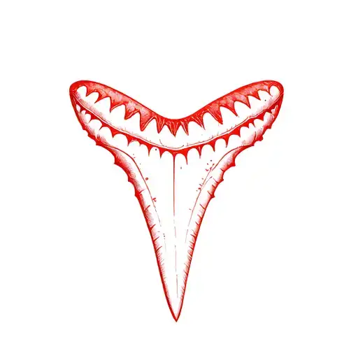 dainty shark tooth in red ink tattoo tattoo design idea