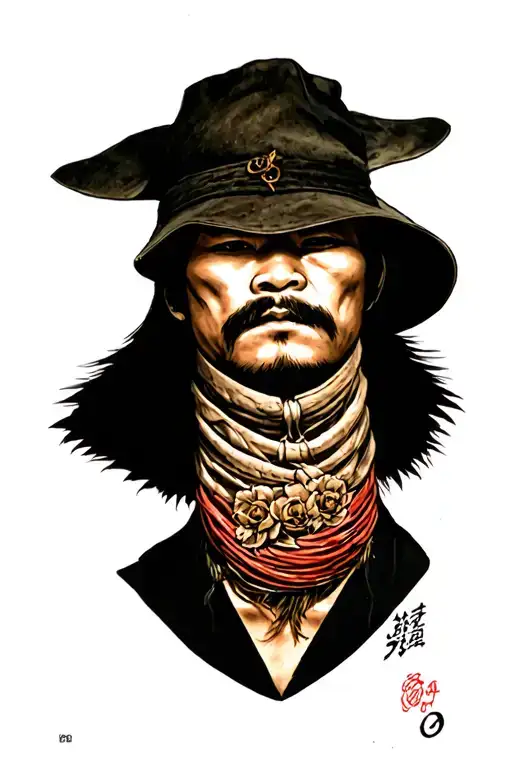Bandit, japanese, farmer tattoo design idea