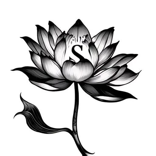 a lotus flower tattoo with 11 petals in it  the middle petal should have letter S in it  other petals with 4 and 16 numb tattoo design idea