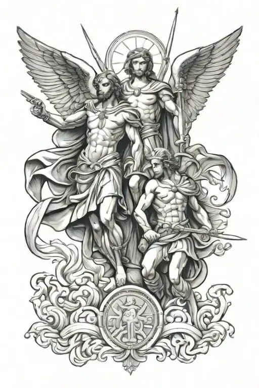saint christopher and saint michael archangel tattoo design idea
