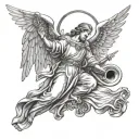 Saint Gabriel the archangel with trumpet  tattoo design idea