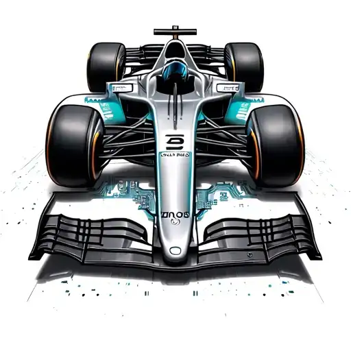 F1 CAR AND SPA circuit board design tattoo design idea