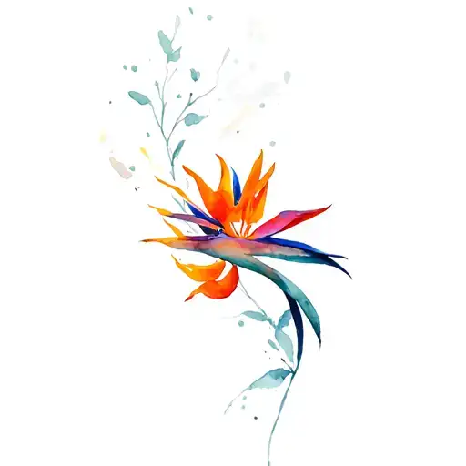 Bird of Paradise flowers tattoo design idea