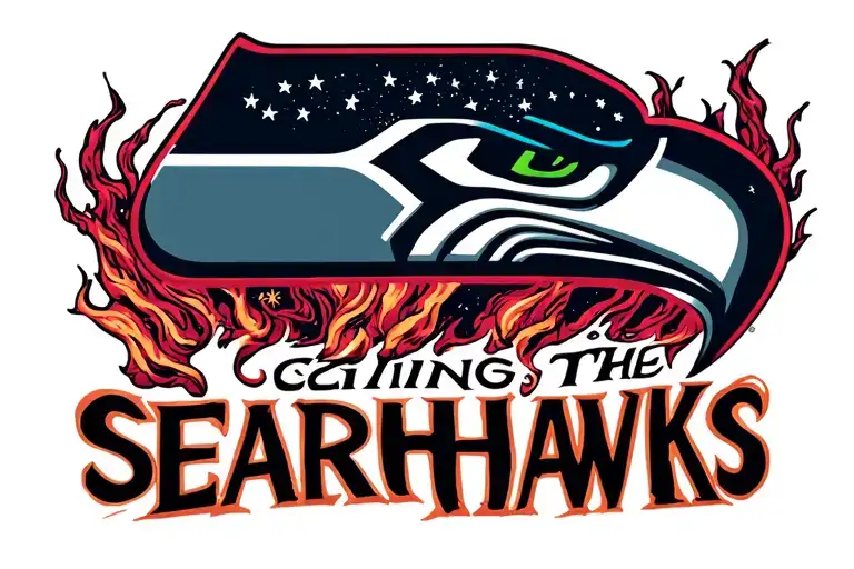 seattle seahawks logo coming out of the dark side tattoo design idea