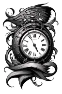 angle with clock inside tattoo design idea