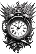 angle with clock inside tattoo design idea