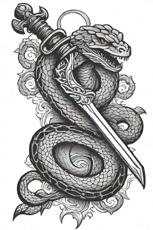 sword and snake tattoo design idea