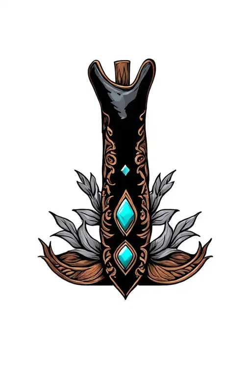 western tooled leather with turquoise accent tattoo design idea