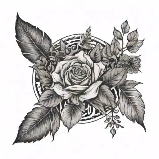 Can you give me tattoo inspo for my upper thigh as a women? Something shaded with  leaves and vines. Earthy vibe  tattoo design idea