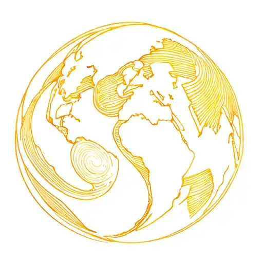 Tattoo design for arm sleeve laying flat intricate glowing bright earthy golden yellow tattoos that swirl with the earth tattoo design idea