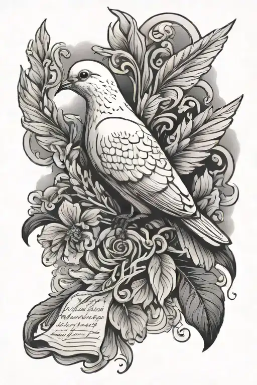 dove and a scripture tattoo design idea
