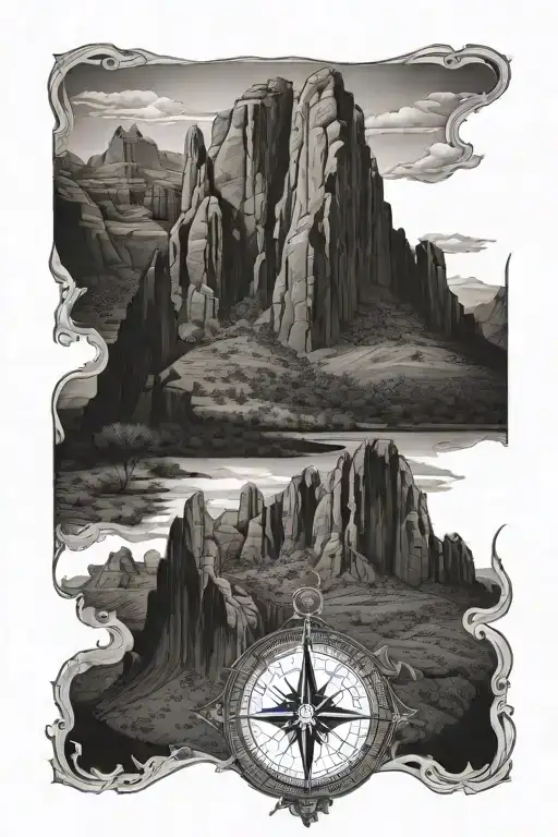 cathedral rock Arizona C J N hidden compass tattoo design idea