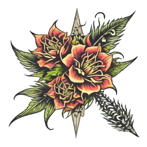 vine and spikes on spins with the word ethereal  tattoo design idea