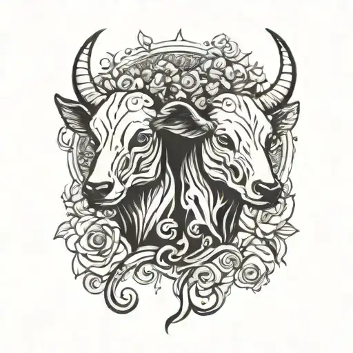 two headed calf goth tattoo design idea