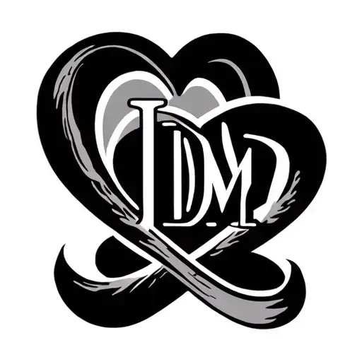 initials JDM with heart and infinite symbol incorporated tattoo design idea