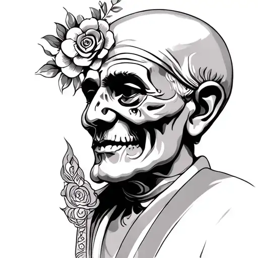 religious death remembrance of grandfather jain om tattoo design idea