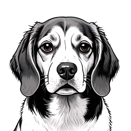 Dog beagle face front view tattoo design idea