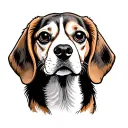 Dog beagle face front view tattoo design idea
