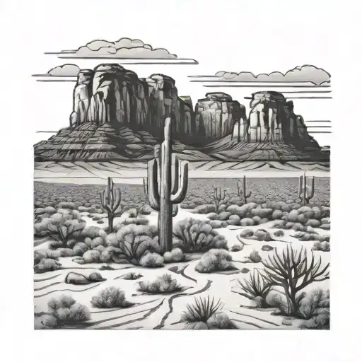arizona desert landscape tattoo design idea