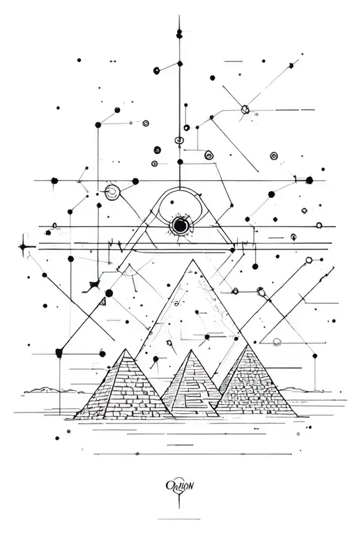 Orion constellation, Orion belt, Osiris, pyramids of Giza, Nile river,  tattoo design idea