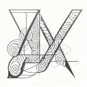 letters A E I J matched tattoo design idea