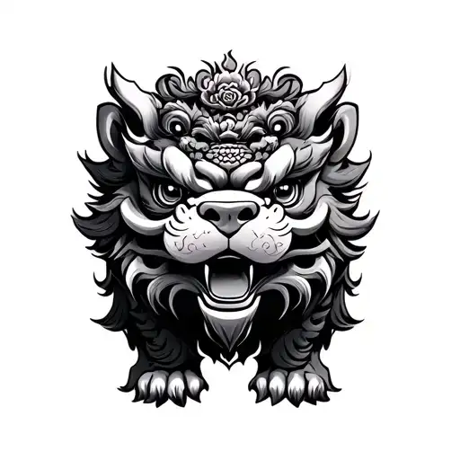 Chinese foo dog gaurding tattoo design idea