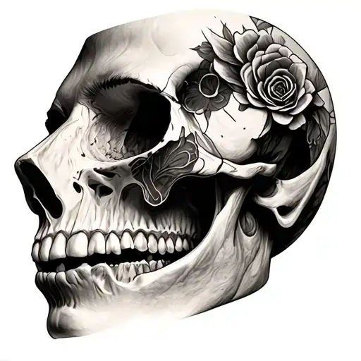Half Face Half Skull tattoo design idea